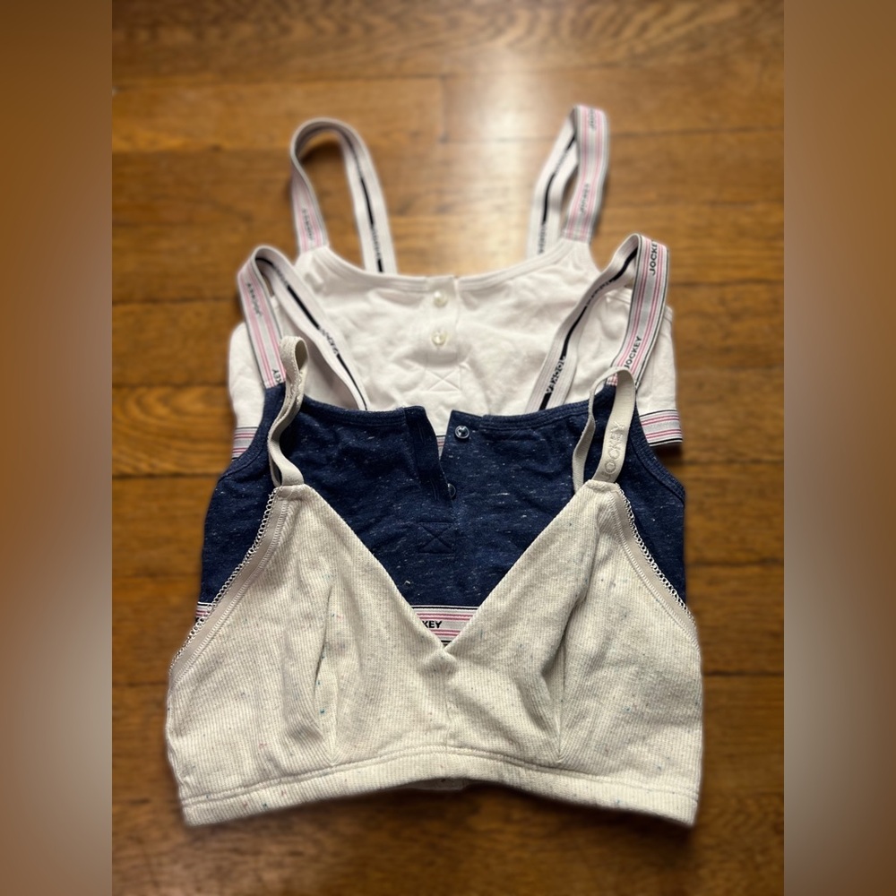 Jockey Bralette Trio in White, Navy and Cream